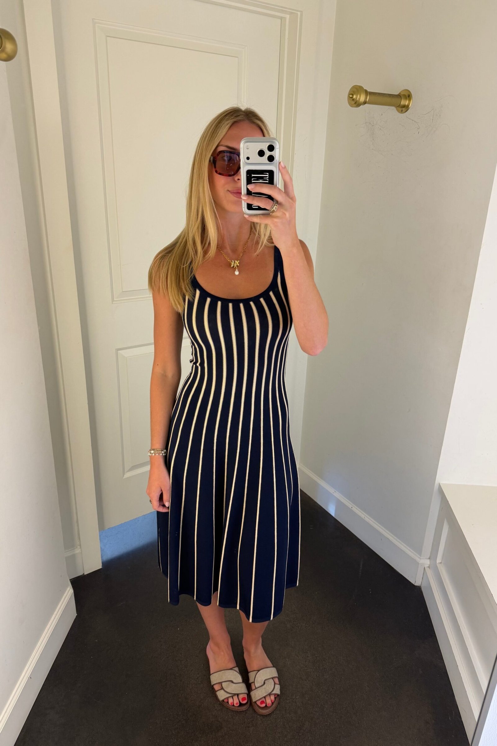 ASTR | Irecia Knit Dress - Navy Stripe - Image 3