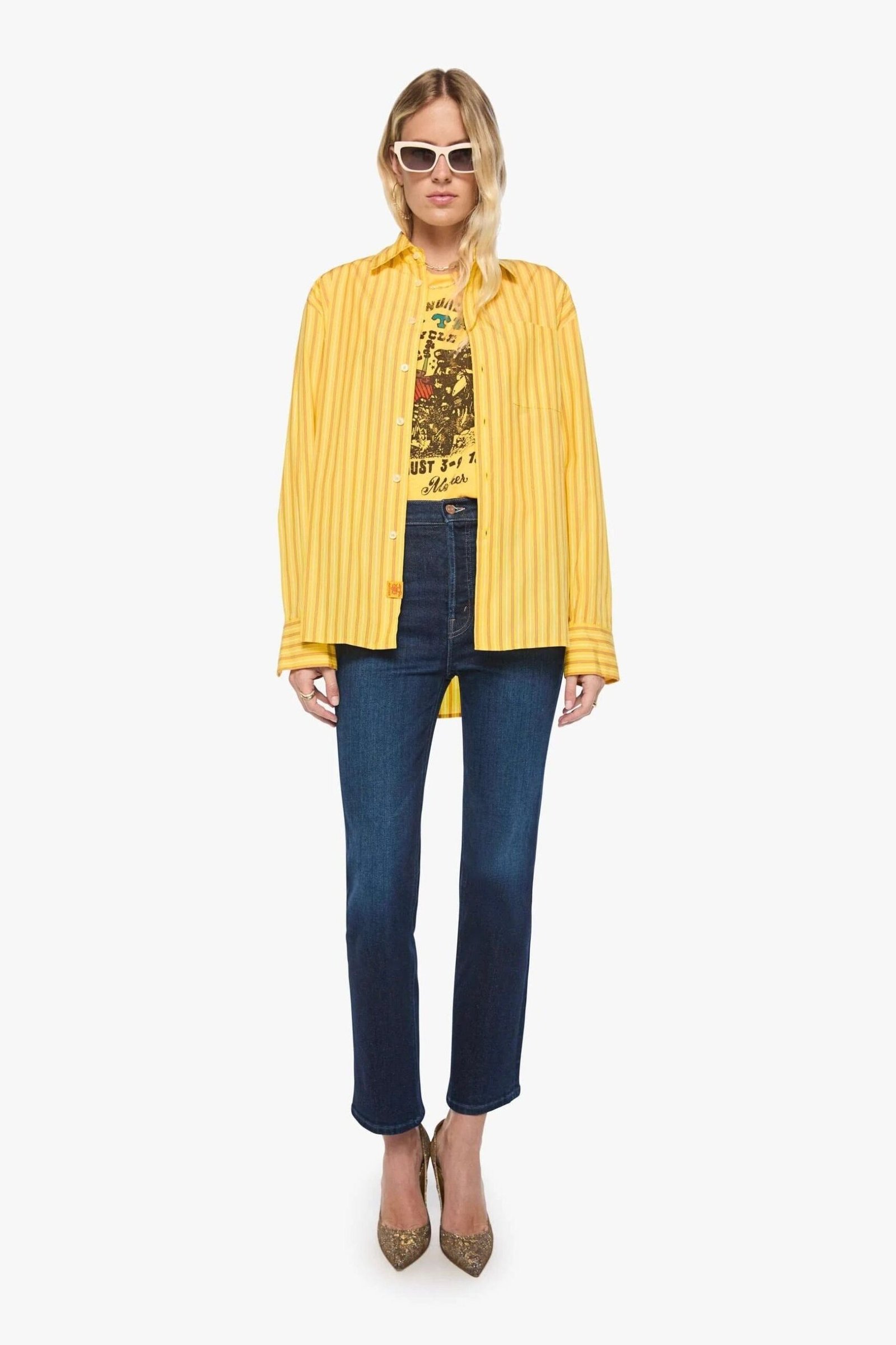 MOTHER | The Roomie Frenchie - Yellow Stripe - Image 4