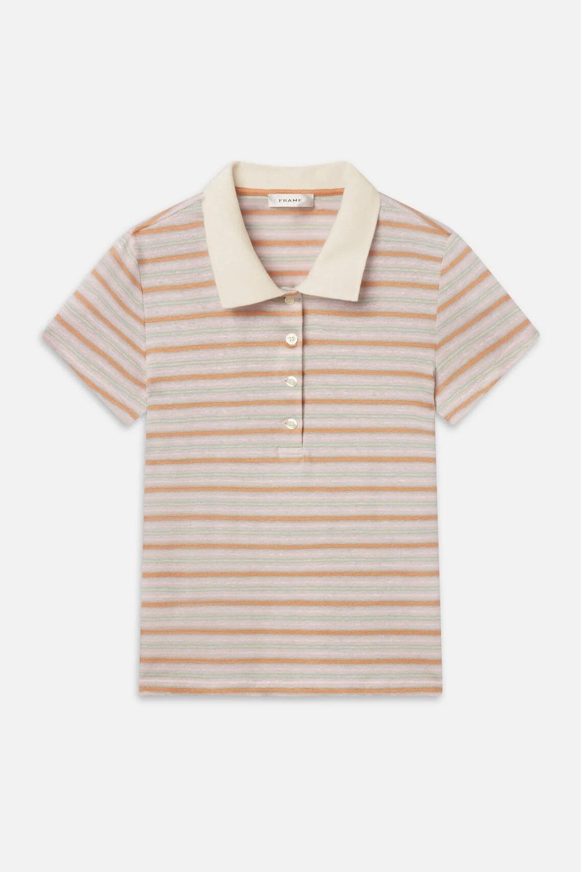 FRAME | The Stripe Polo - Pink Sand Multi - Image 6