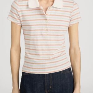 FRAME | The Stripe Polo - Pink Sand Multi