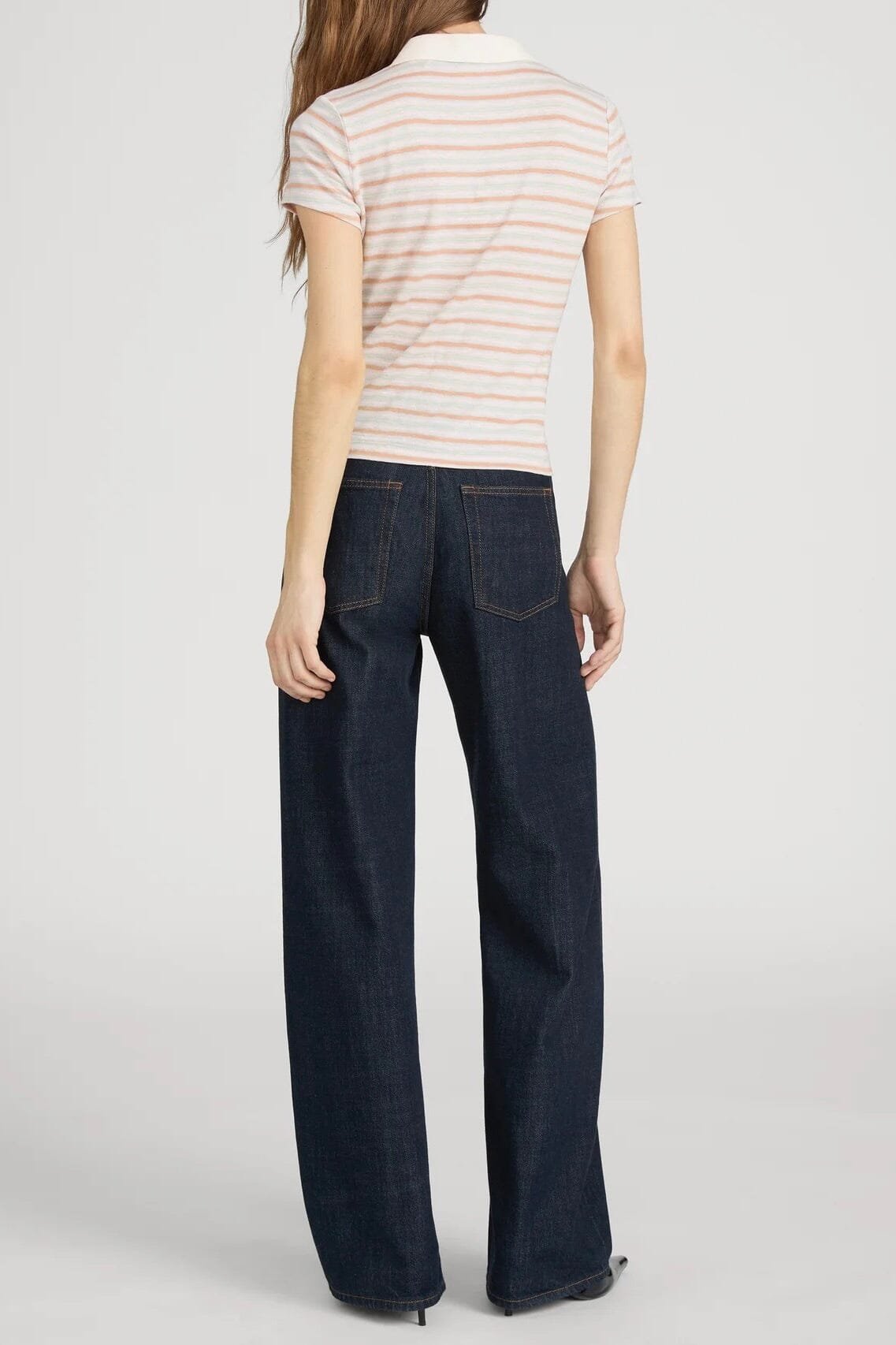 FRAME | The Stripe Polo - Pink Sand Multi - Image 5